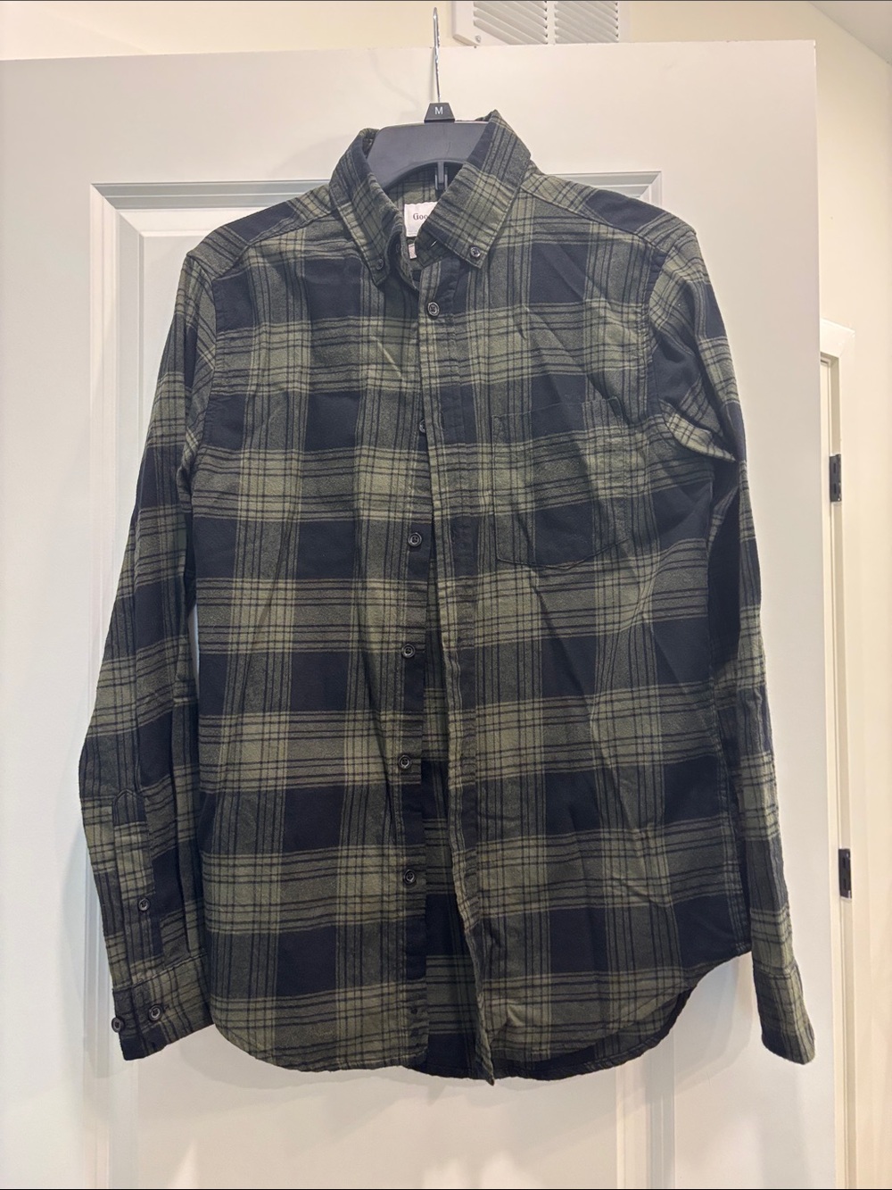 Goodfellow & Co Olive and Black Plaid Button-Down Shirt